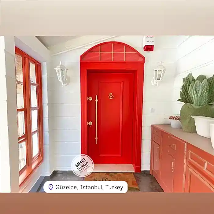 Kırmızı Altın Detay Çelik Kapı Modeli PAD-3