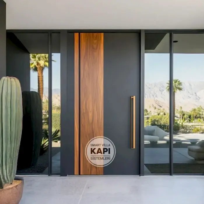 Sabit Cam Panel Ahşap Villa Kapısı – SDR-1