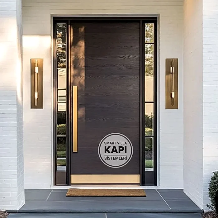 Sabit Cam Panel Ahşap Kaplama Villa Kapısı – SDR-16