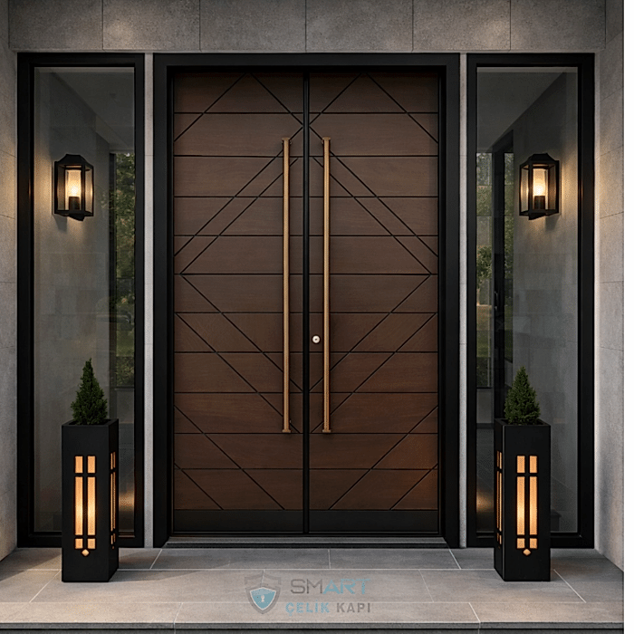 Bronz Desenli Lüks Villa Kapısı – B24